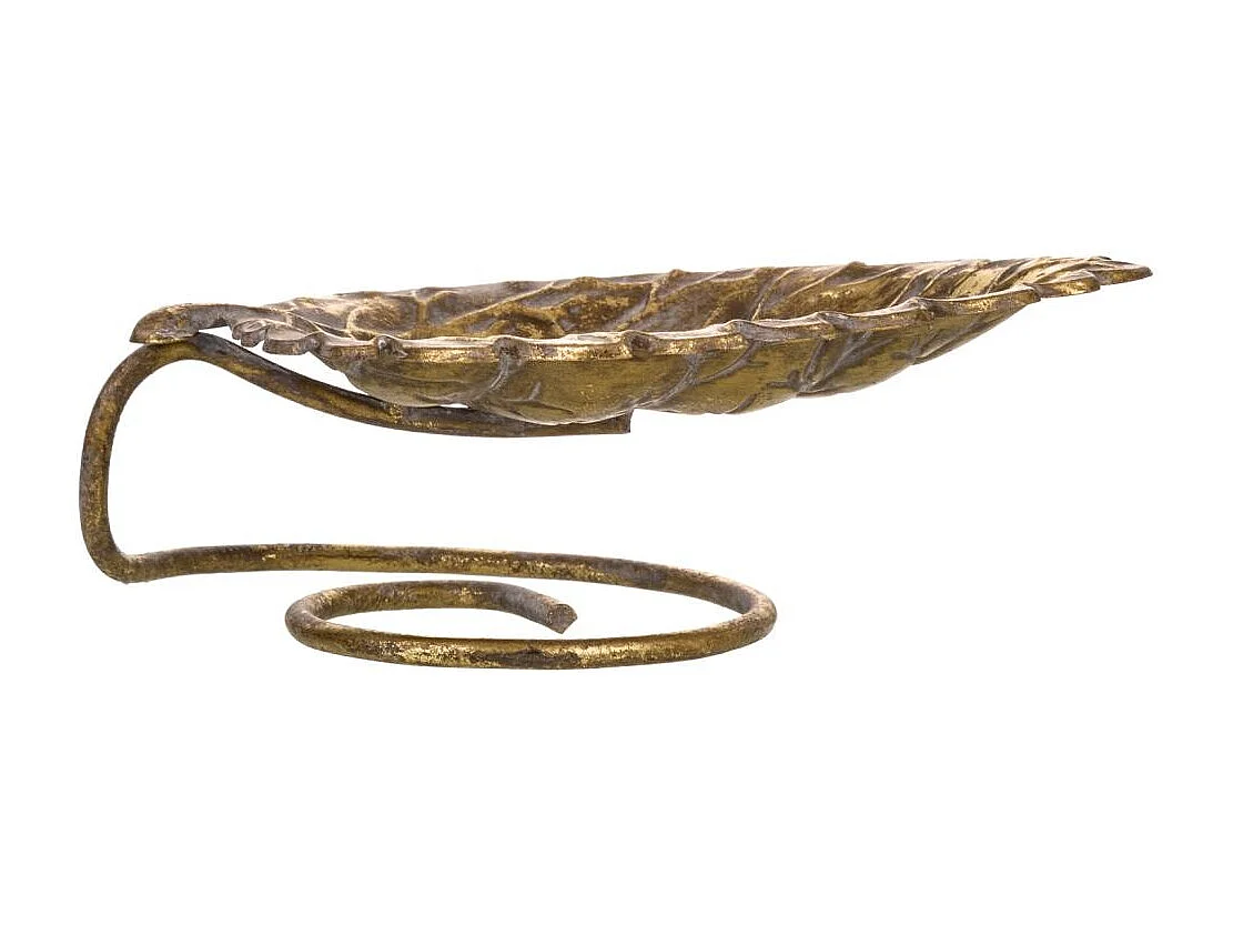 Bandeja hoja de metal dorada decoración 24x13.5x8