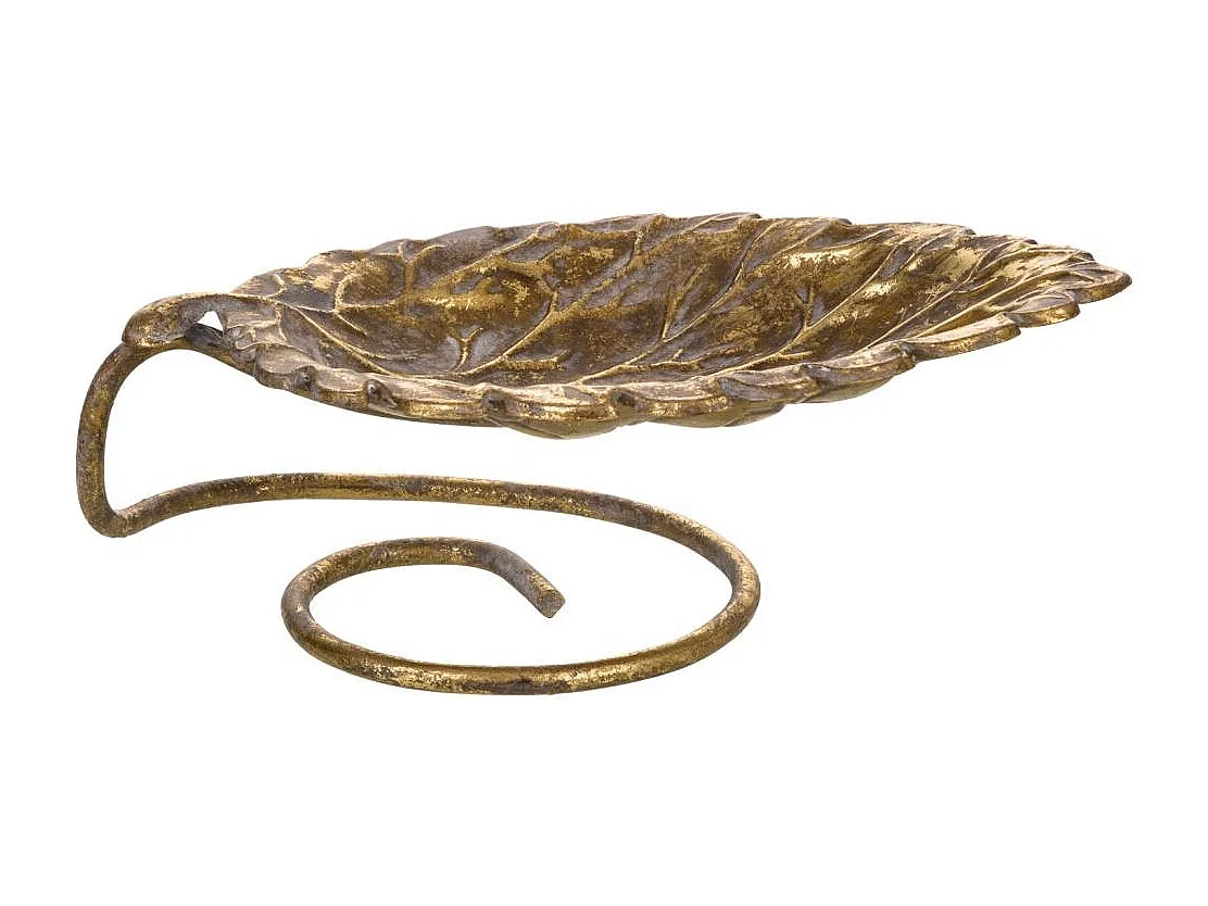 Bandeja hoja de metal dorada decoración 24x13.5x8