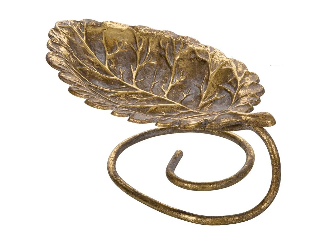 Bandeja hoja de metal dorada decoración 24x13.5x8