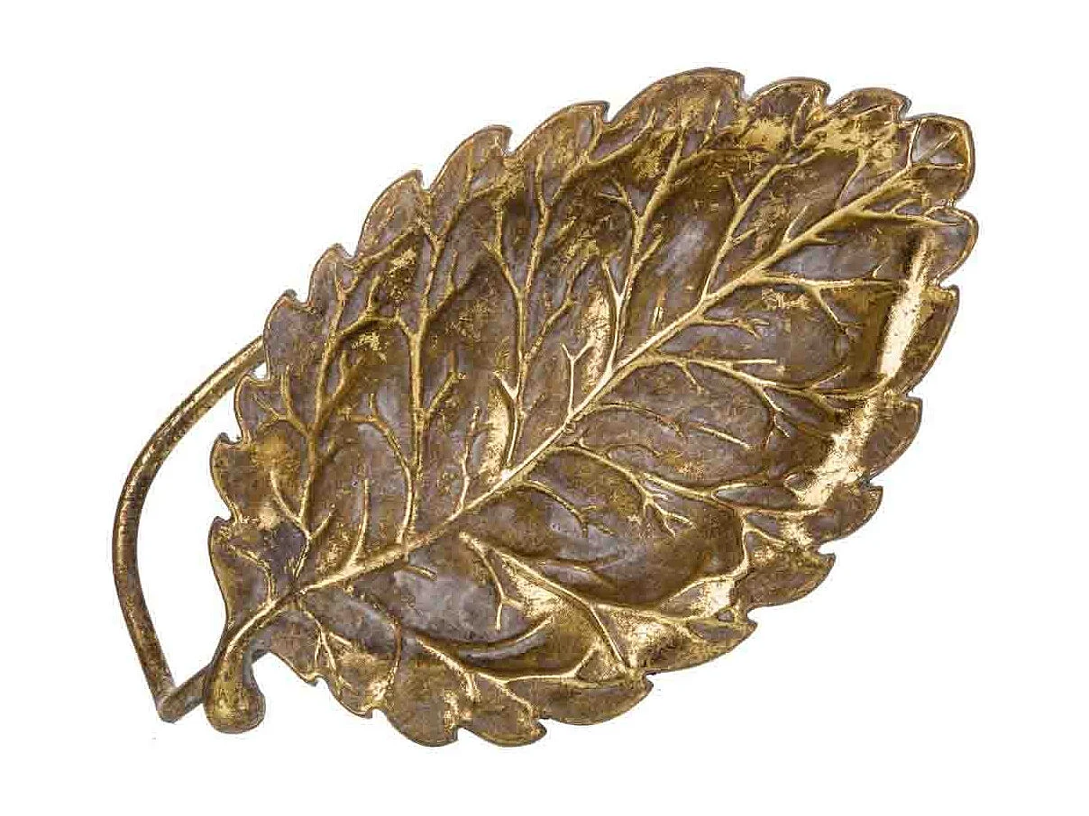 Decoração de bandeja com folhas de metal dourado 24x13,5x8