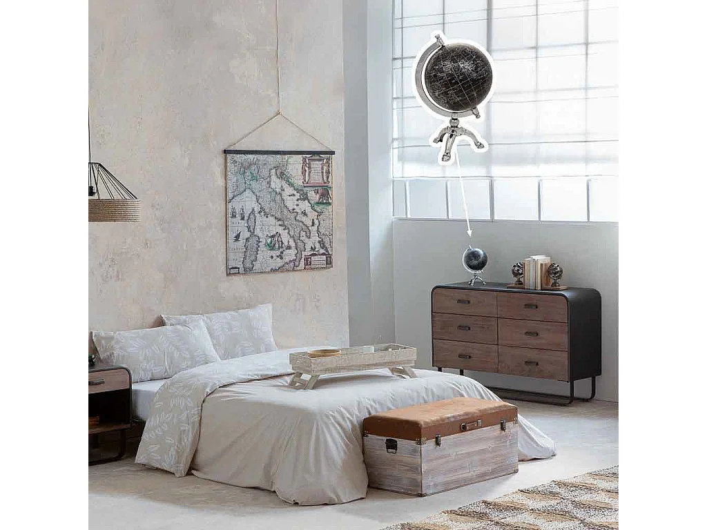 Globus aus Kunststoff, Eisen und schwarzem Aluminium D15x20h cm