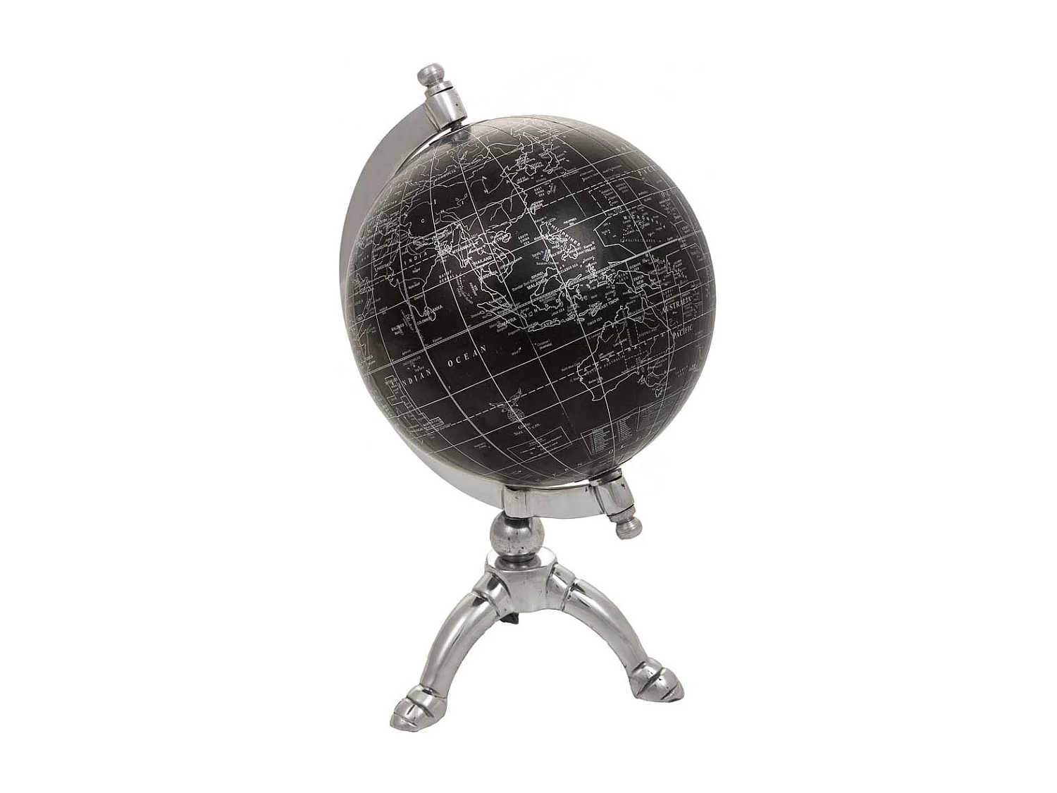 Globus aus Kunststoff, Eisen und schwarzem Aluminium D15x20h cm