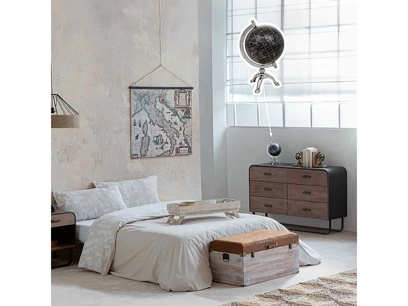 Globus aus Kunststoff, Eisen und schwarzem Aluminium D15x20h cm