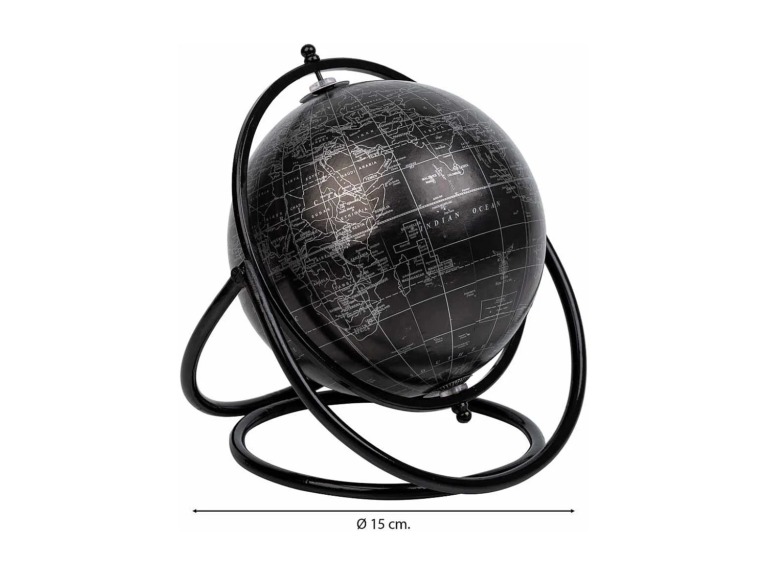 Mappamondo girevole con anello nero d15