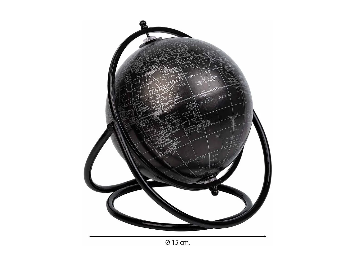 Rotierender Weltglobus mit schwarzem Ring D15 cm