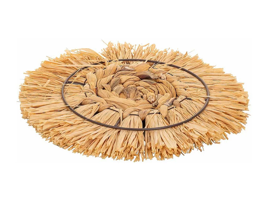 Figura de decoração de parede de fibra natural marrom d27x02