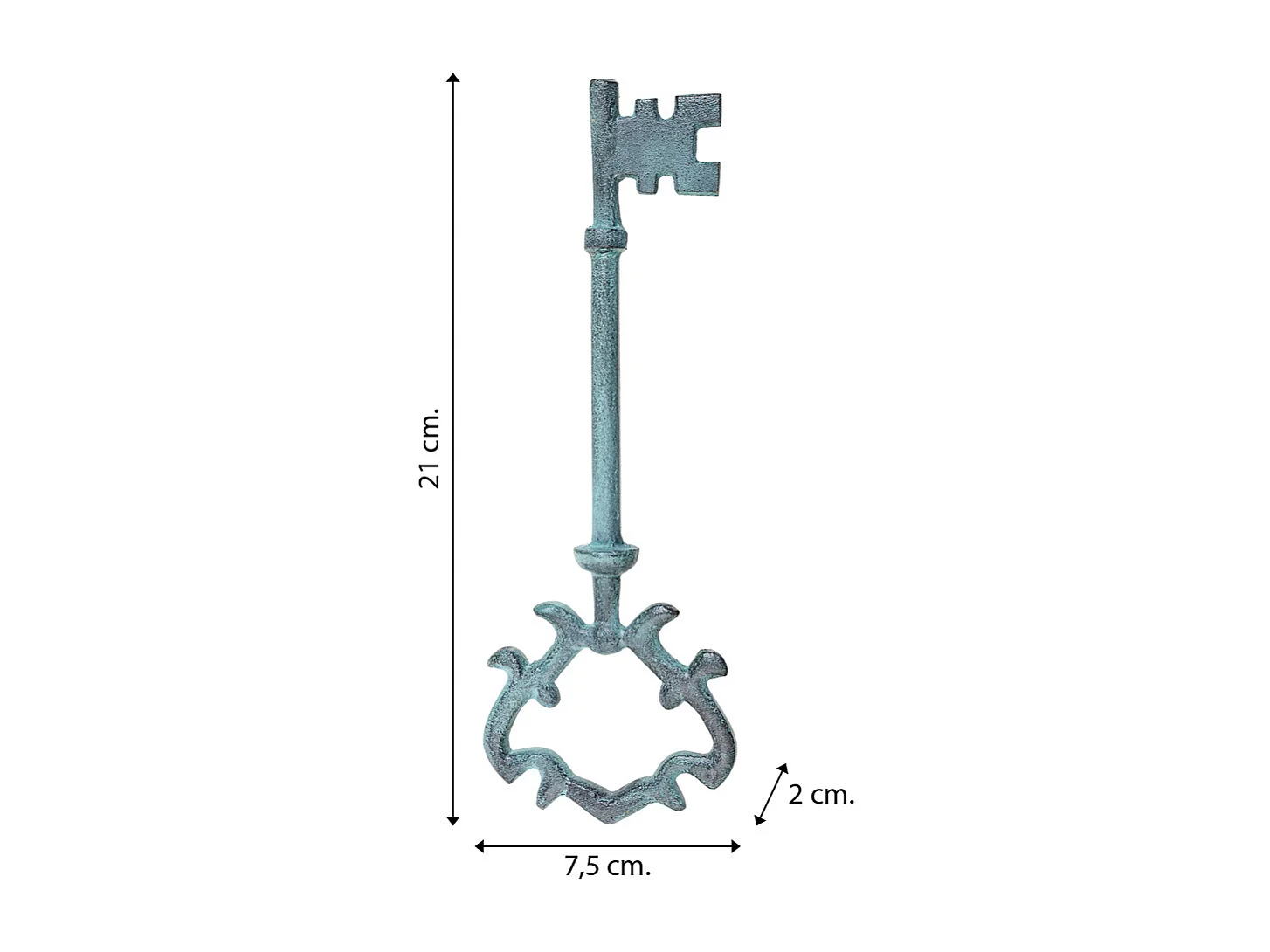 Llave de metal azul 7,5x2x21