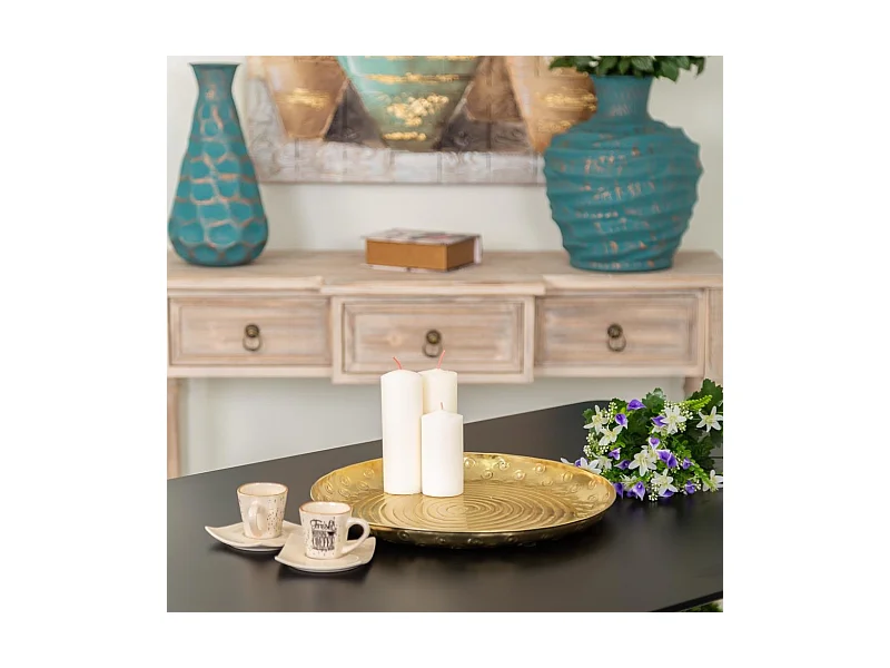 Plato decorativo de metal oro 39x39x2,5