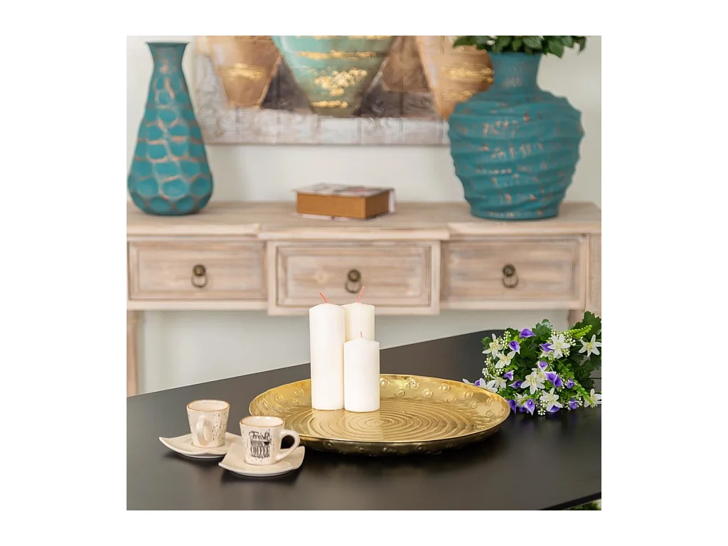 Assiette décorative en métal doré 39x39x2,5h