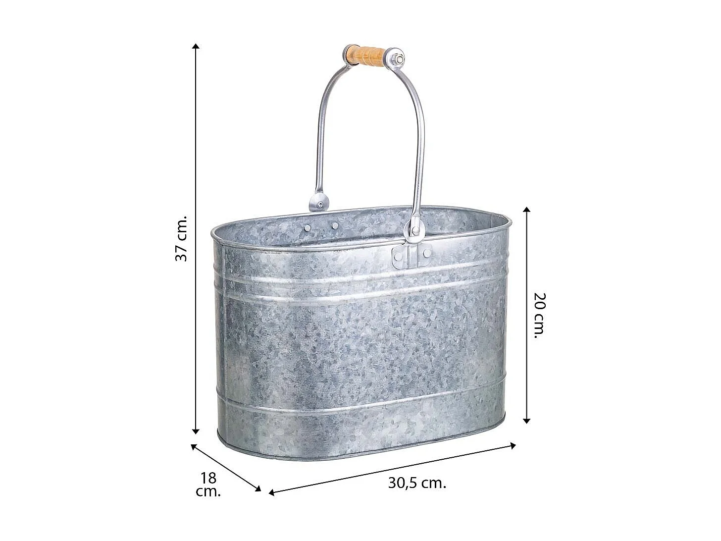 Cesto metal prateado 30,5x18x20/37