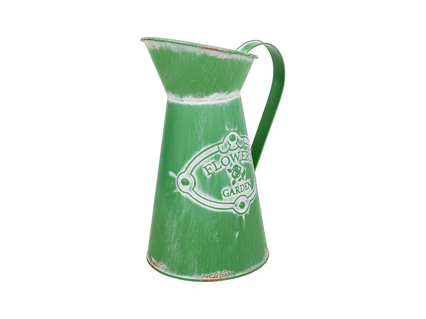 Cruche en métal vert 22xb15.5x22/23/25.5h