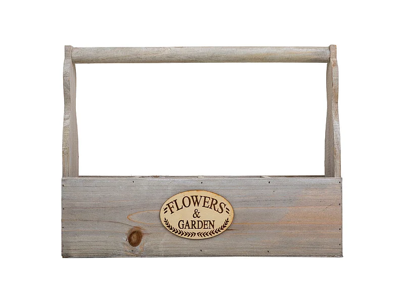 PflanzgefÃ¤ß aus grauem Holz, 34 x 9,5 x 10/26,5