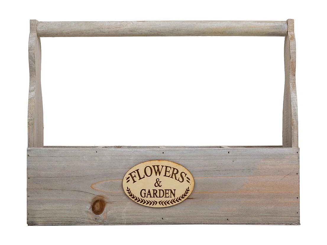 PflanzgefÃ¤ß aus grauem Holz, 34 x 9,5 x 10/26,5