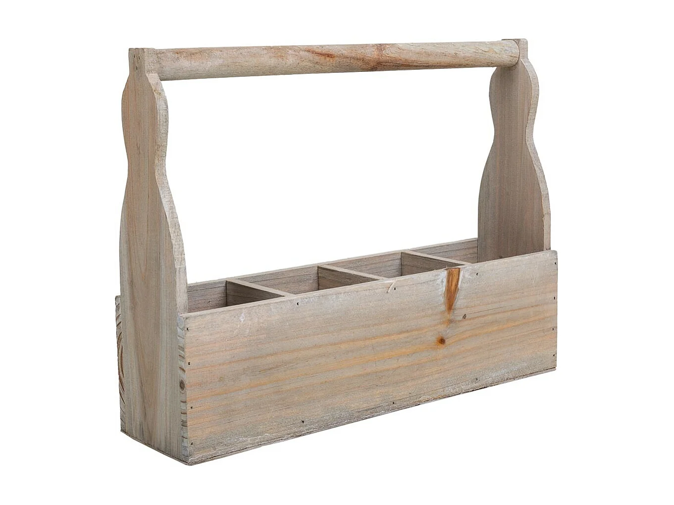 PflanzgefÃ¤ß aus grauem Holz, 34 x 9,5 x 10/26,5