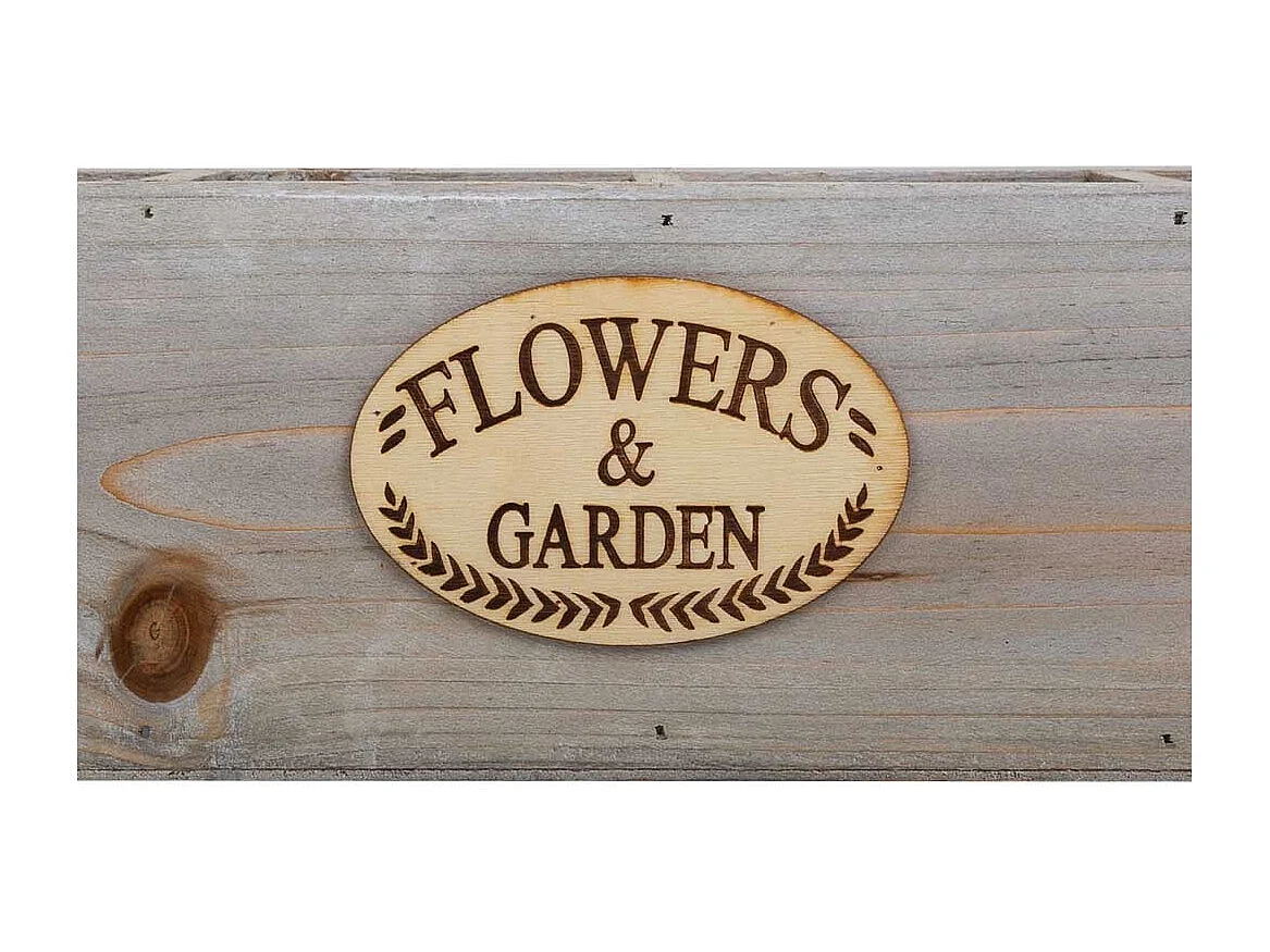 PflanzgefÃ¤ß aus grauem Holz, 34 x 9,5 x 10/26,5