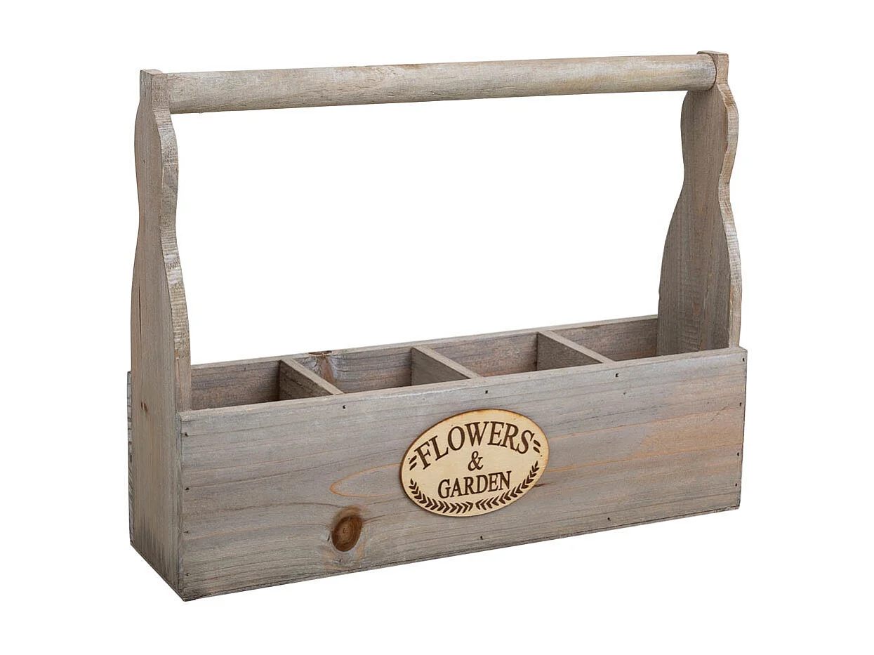 Vaso de flores de madeira cinza 34x9,5x10/26,5