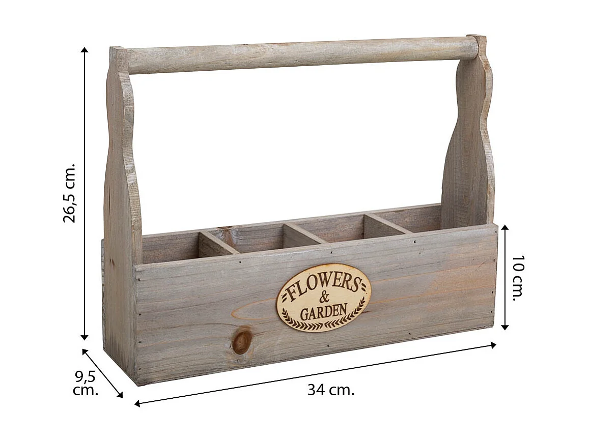 Vaso de flores de madeira cinza 34x9,5x10/26,5