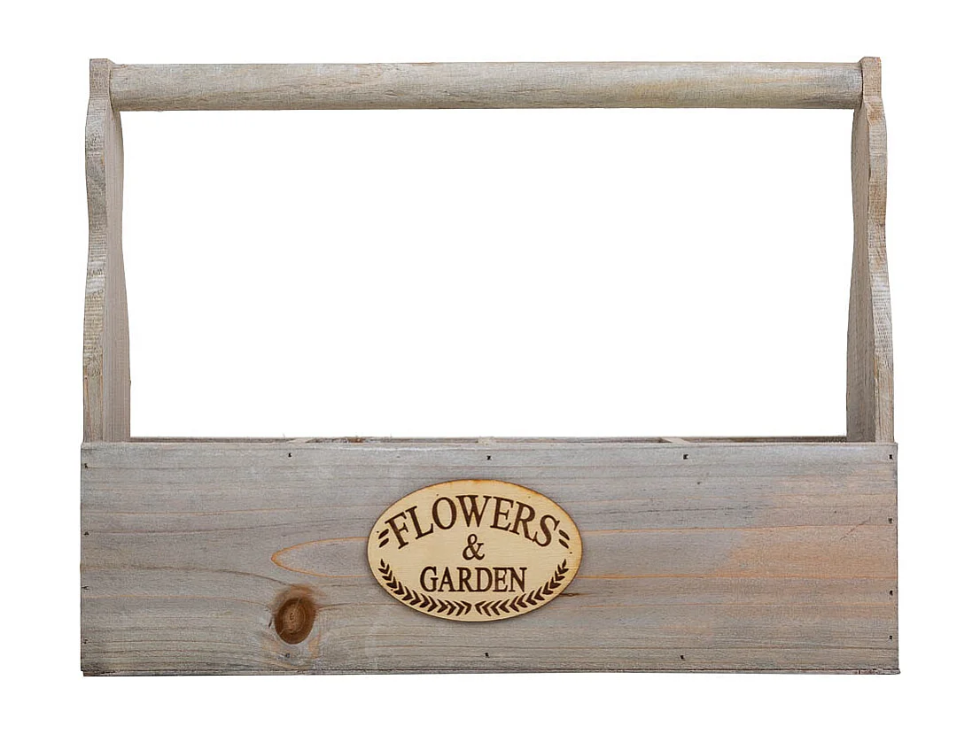 PflanzgefÃ¤ß aus grauem Holz, 34 x 9,5 x 10/26,5