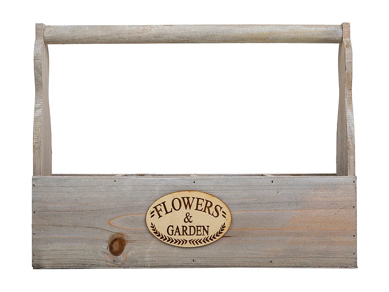 PflanzgefÃ¤ß aus grauem Holz, 34 x 9,5 x 10/26,5