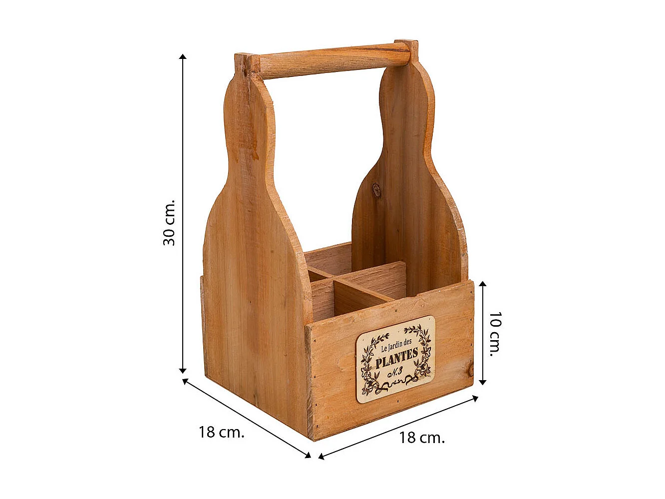 Cesto para Plantar Madeira Castanho 18x18x10/30