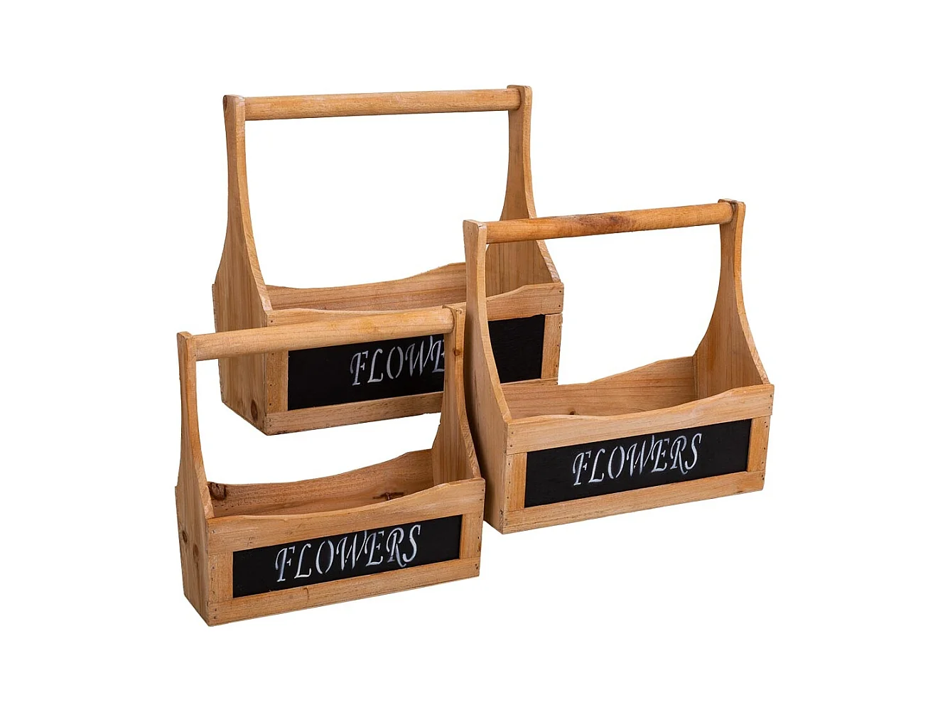 Set di 3 cestini in legno marrone