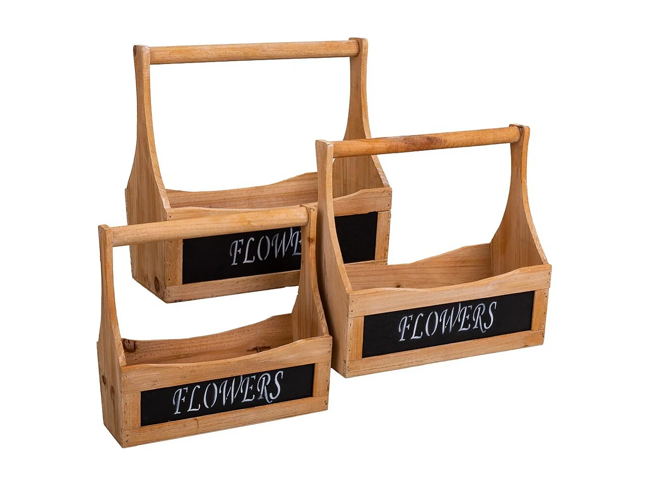 Set di 3 cestini in legno marrone