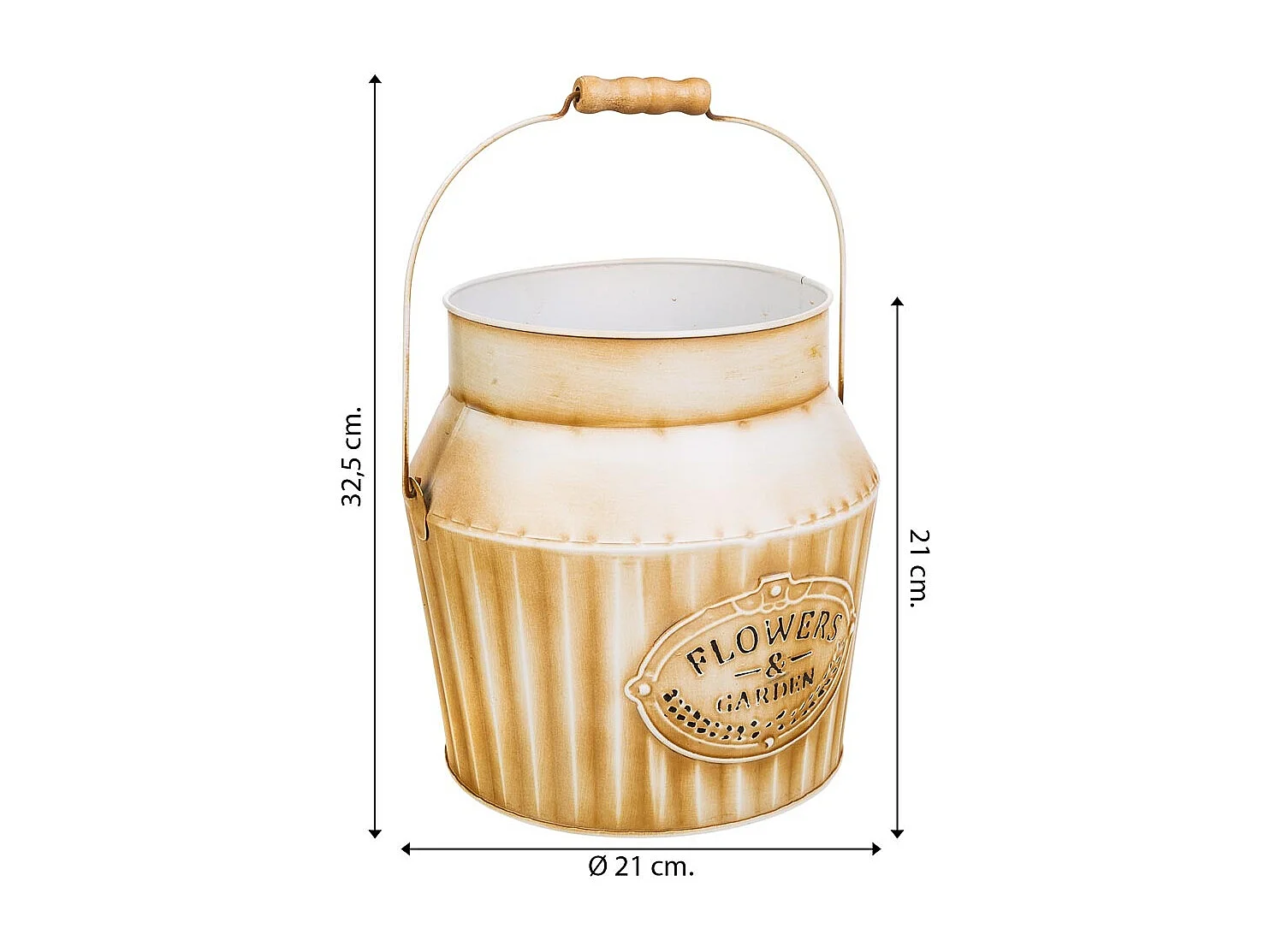 Cubo de metal branco 21xd18x21/32,5 t:18cm