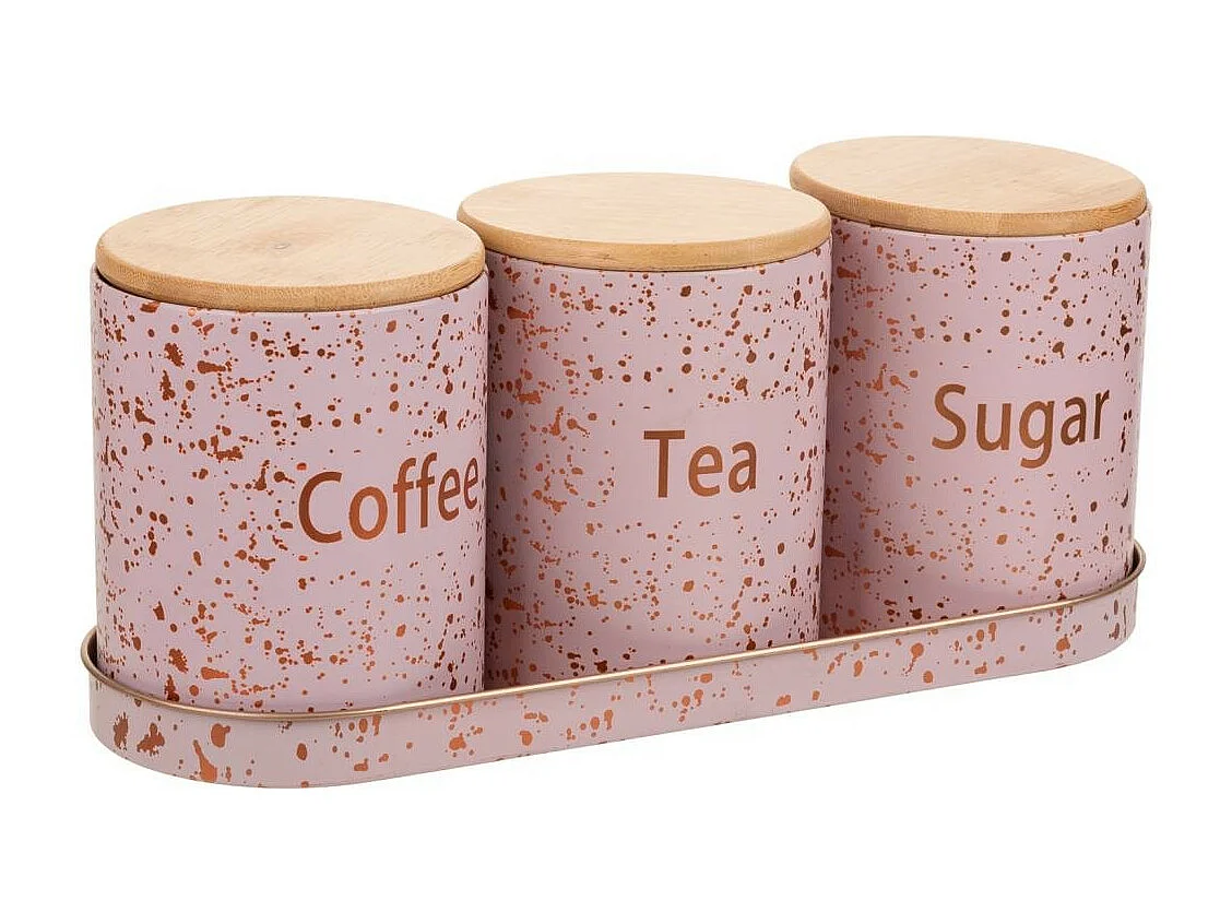 Tablett und 3 rosafarbene MetallglÃ¤ser