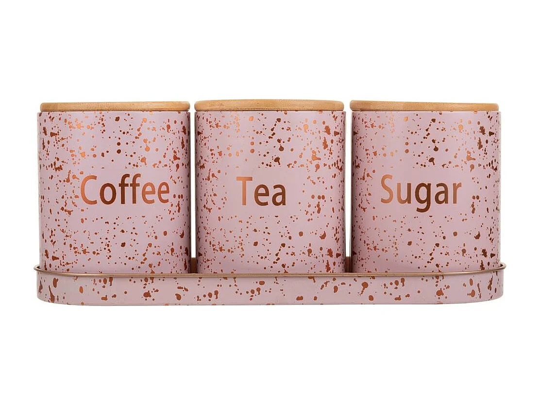 Tablett und 3 rosafarbene MetallglÃ¤ser