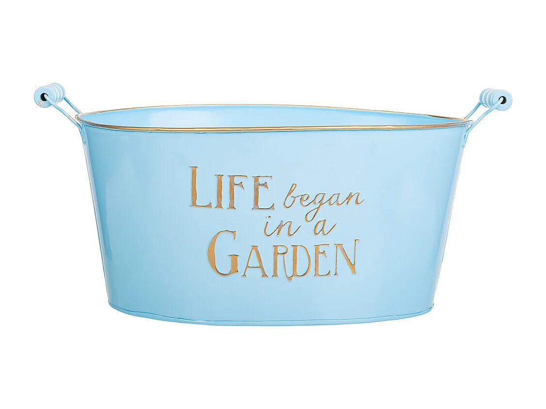 Bassine en métal bleu 38/33.5x24.5x16.5/19h b:28x19.5