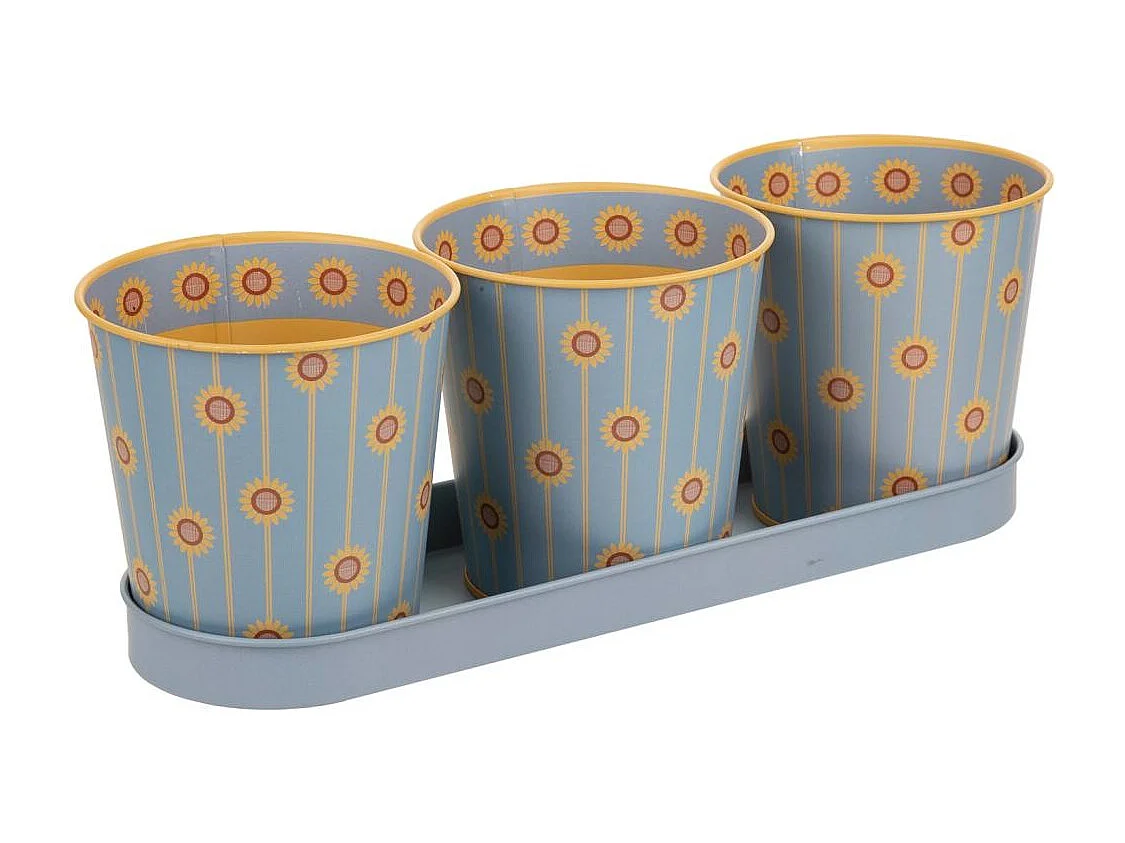 Vassoio e 3 contenitori in metallo grigio