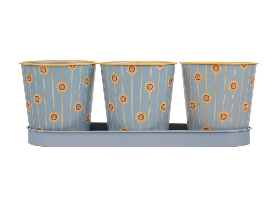 Vassoio e 3 contenitori in metallo grigio