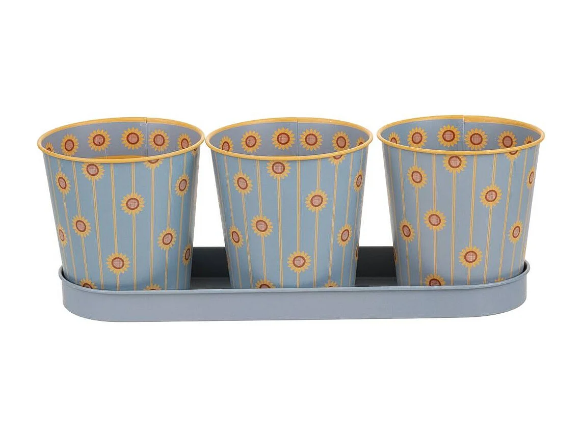 Vassoio e 3 contenitori in metallo grigio