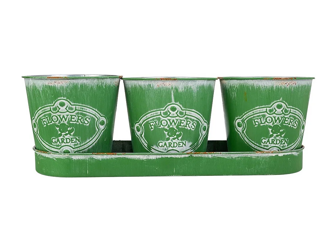 3 cubi e vassoio in metallo verde