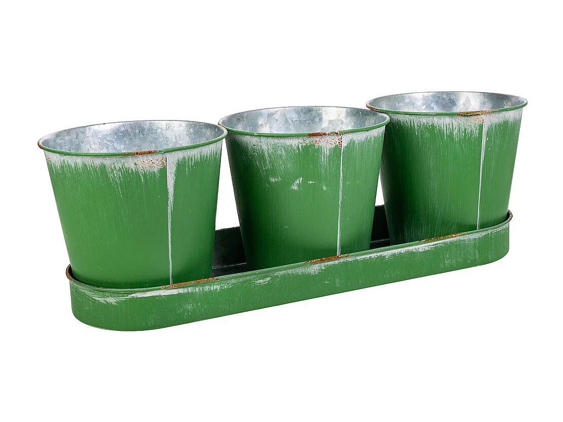 3 cubi e vassoio in metallo verde