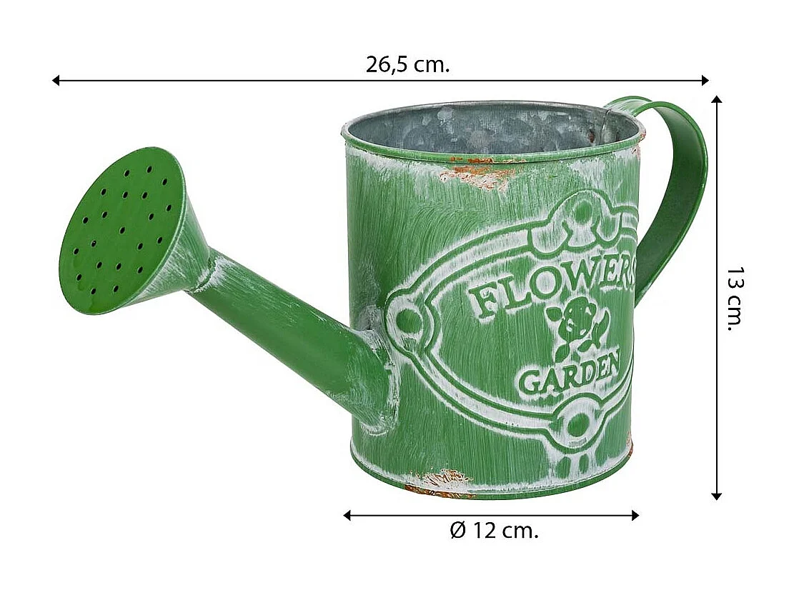 Arrosoir en métal vert 26.5xd10.5x12/13h