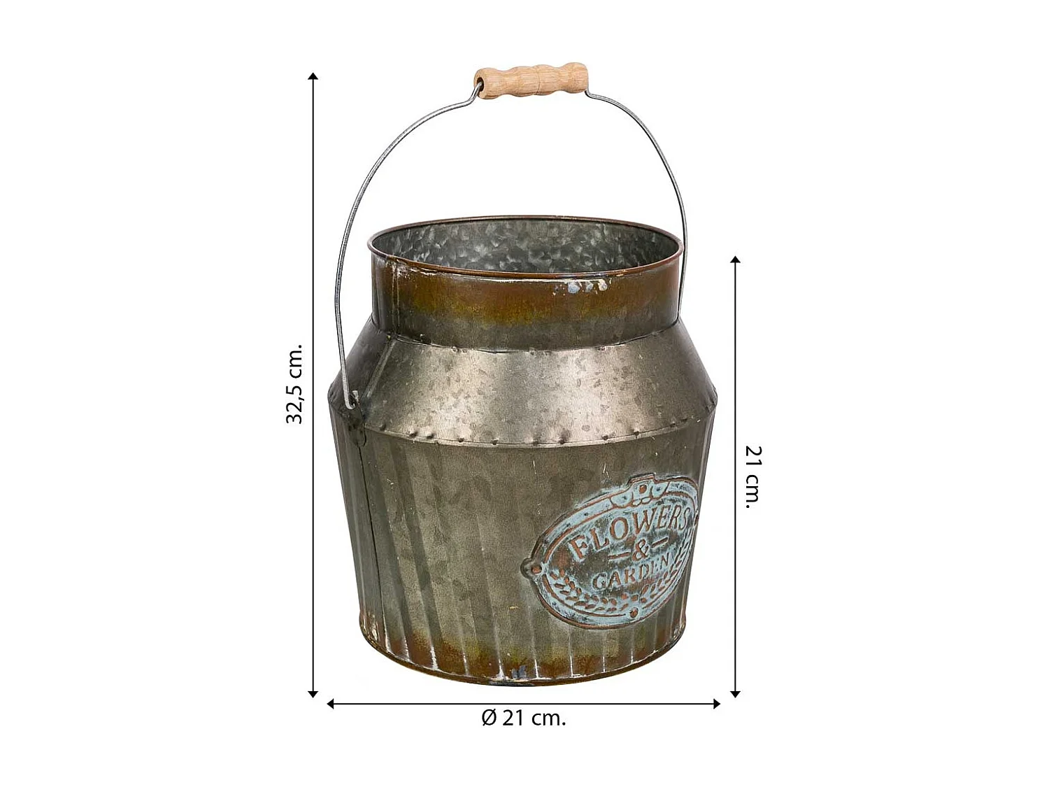 Cubo de metal dorado 21xd18x21/32.5 t:18cm