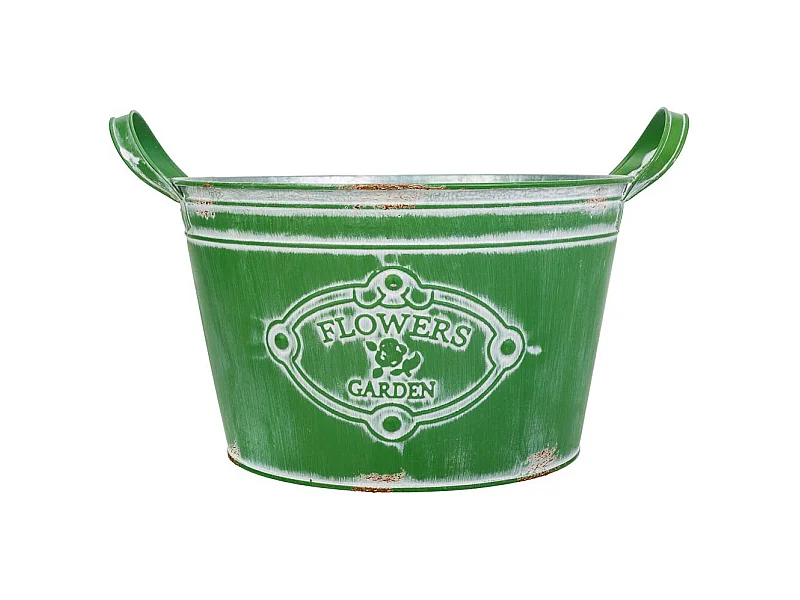 Grünes Metallbecken 34xT26,5x16/20,5H cm B:20,5