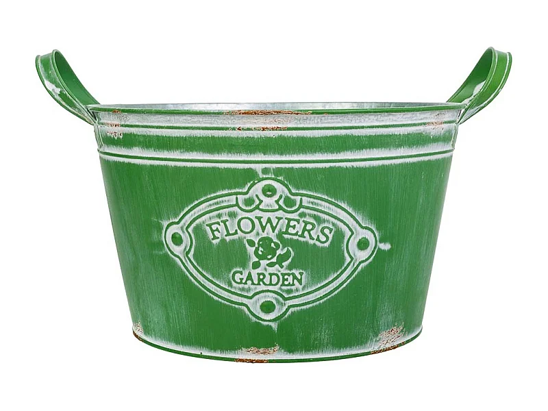 Barreño de metal verde 34xd26.5x16/20.5 b:20.5