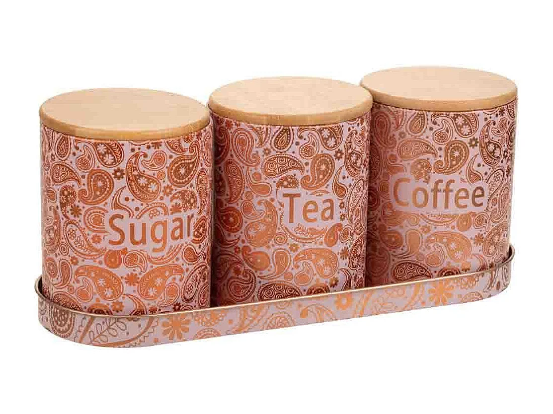 Tablett und 3 rosafarbene Metallgläser