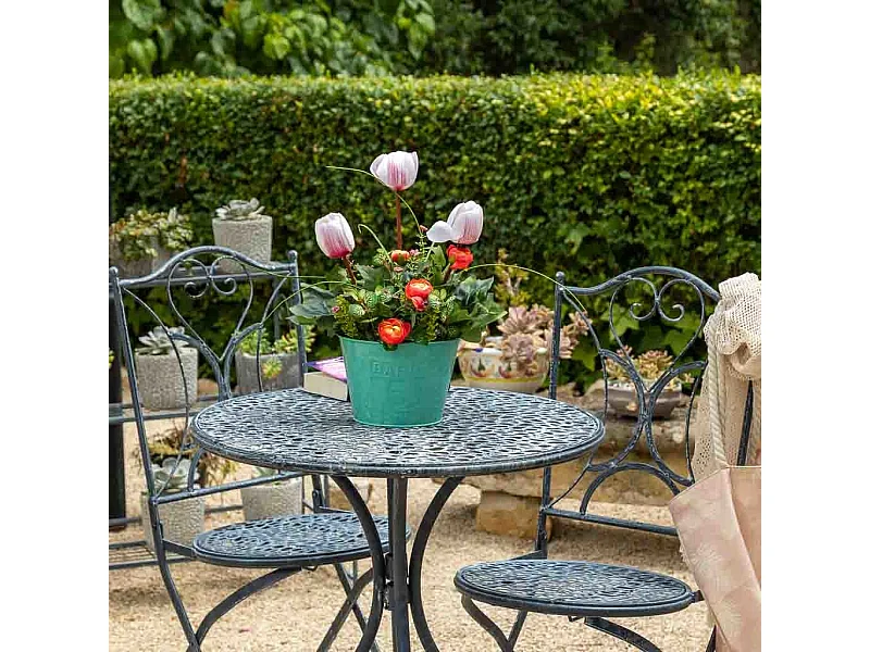 Vaso con fiore artificiale 18x18x37h