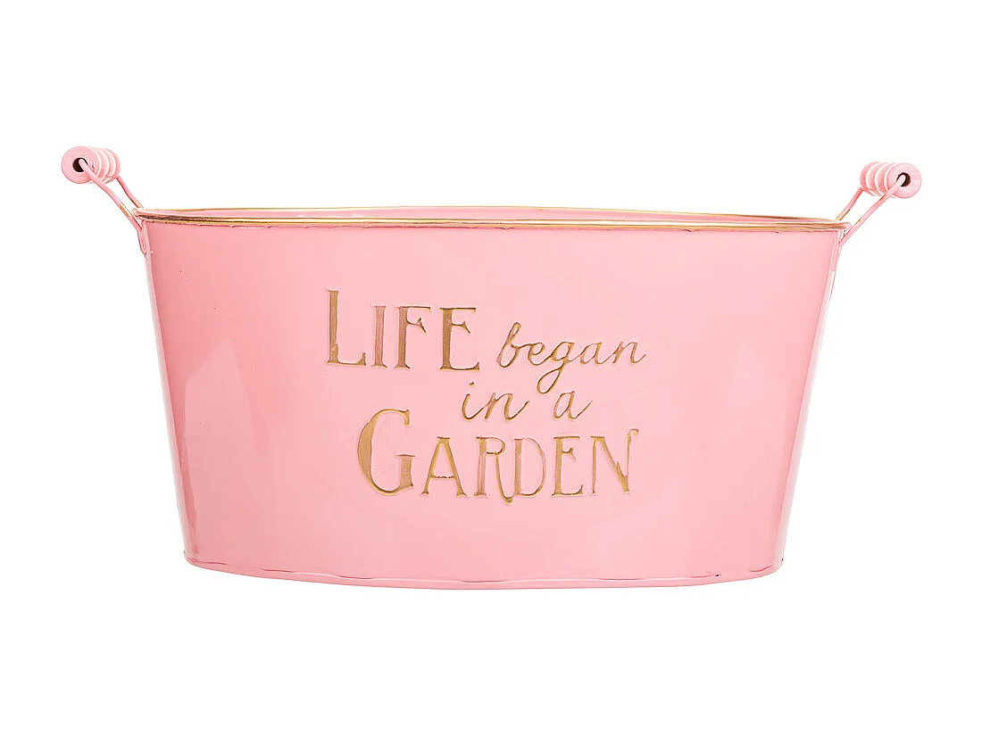 Bassine en métal rose 38/33.5x24.5x16.5/19h b:28x19.5