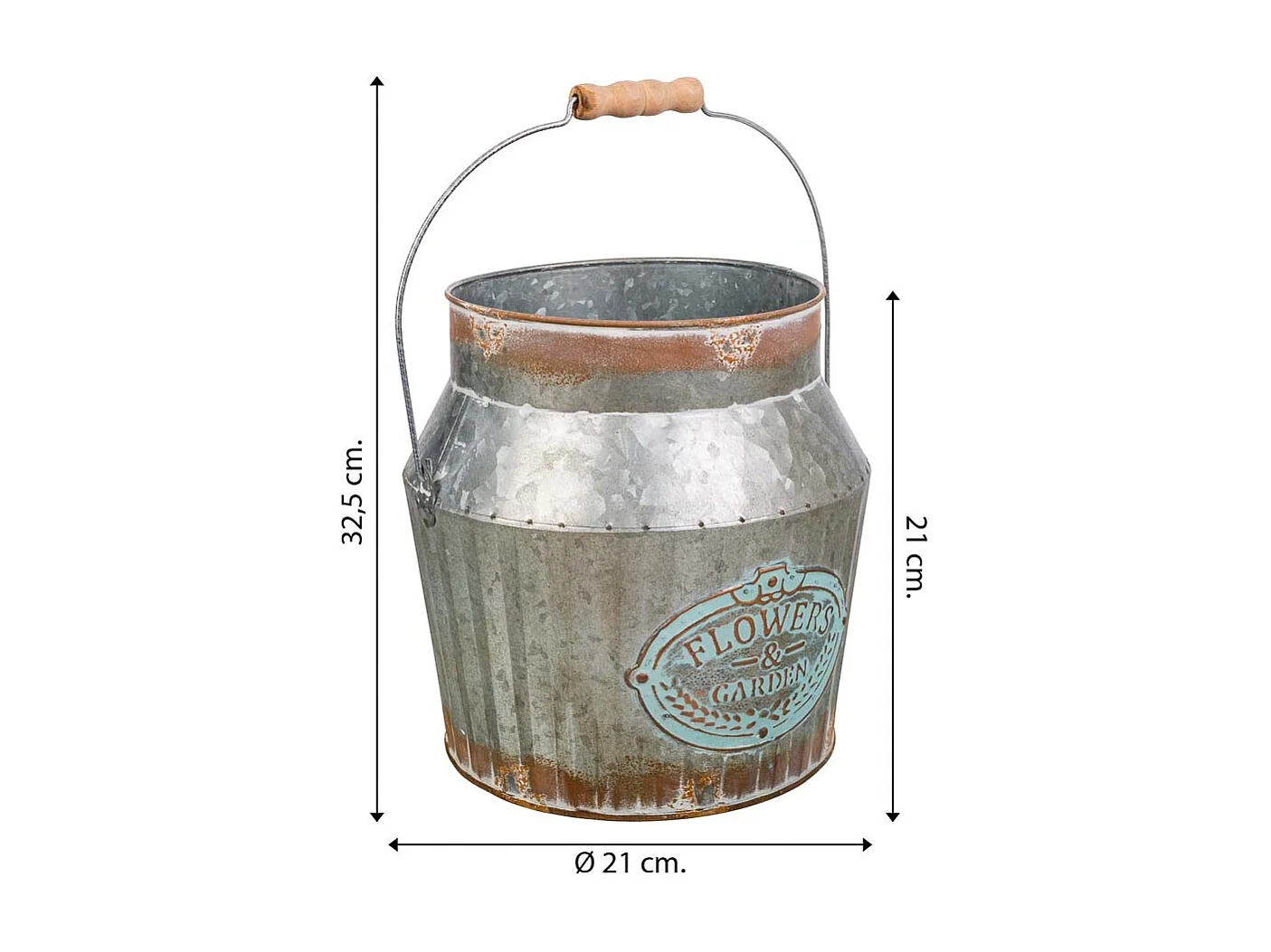 Cubo de metal plateado 21xd18x21/32.5 t:18cm