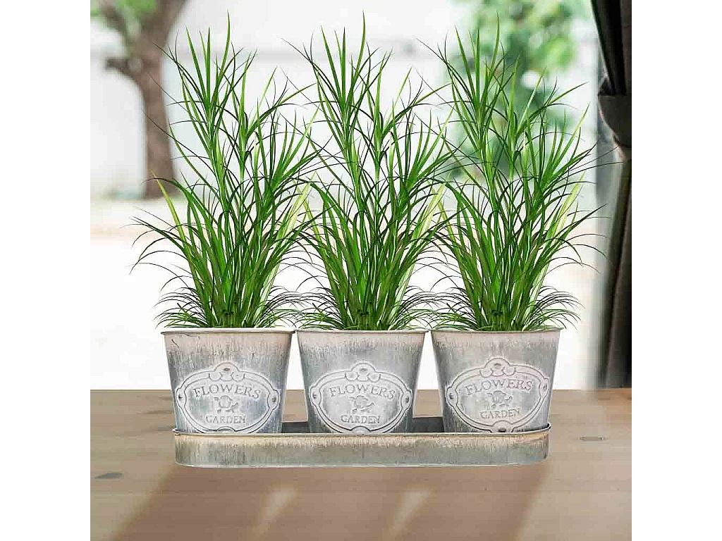 3 cubi e vassoio in metallo bianco