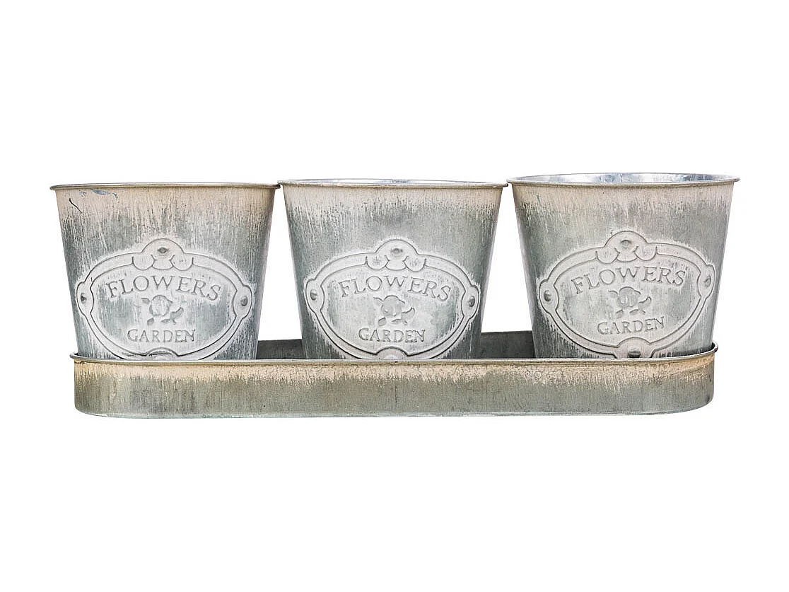 3 cubi e vassoio in metallo bianco