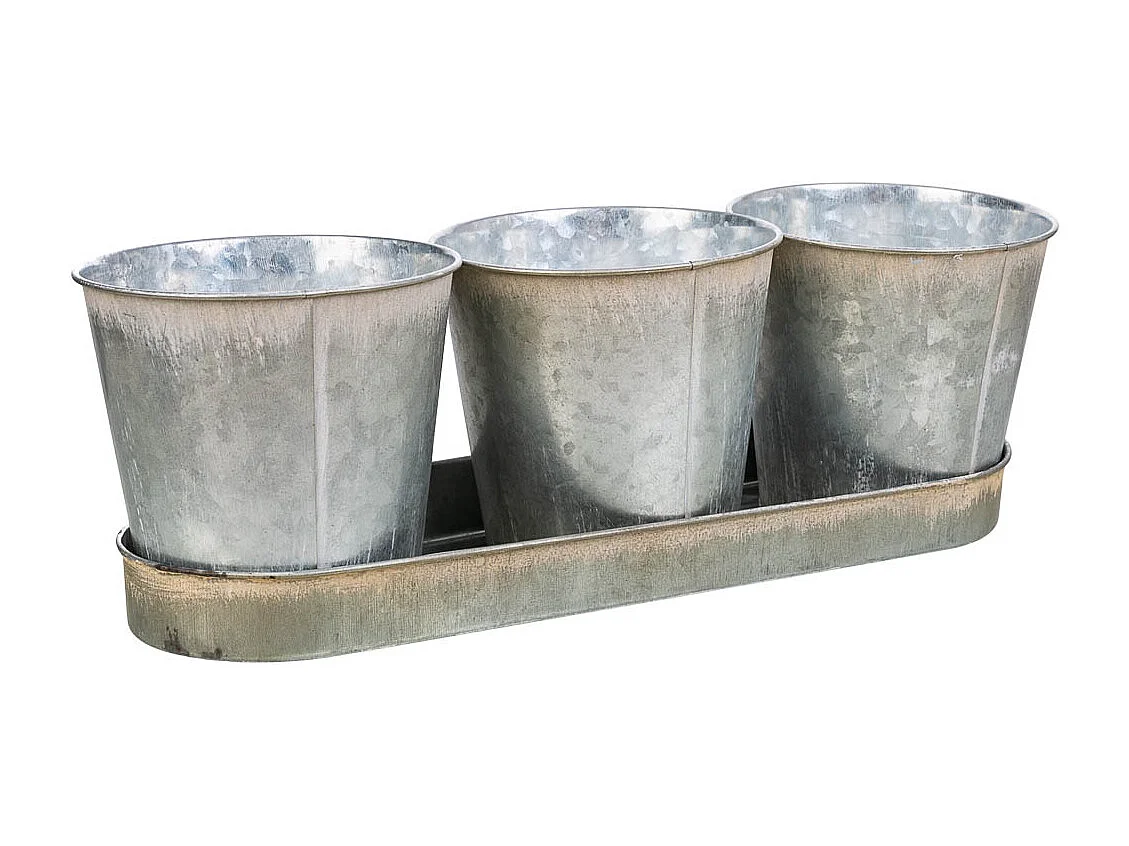 3 cubi e vassoio in metallo bianco