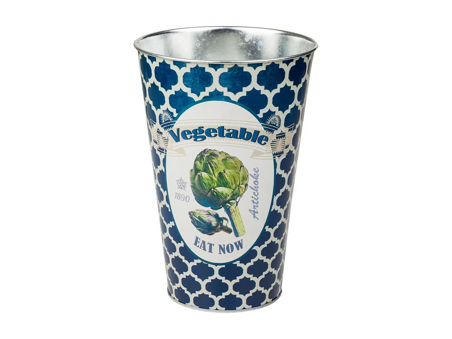 Cubo de metal decorativo azul d16x24