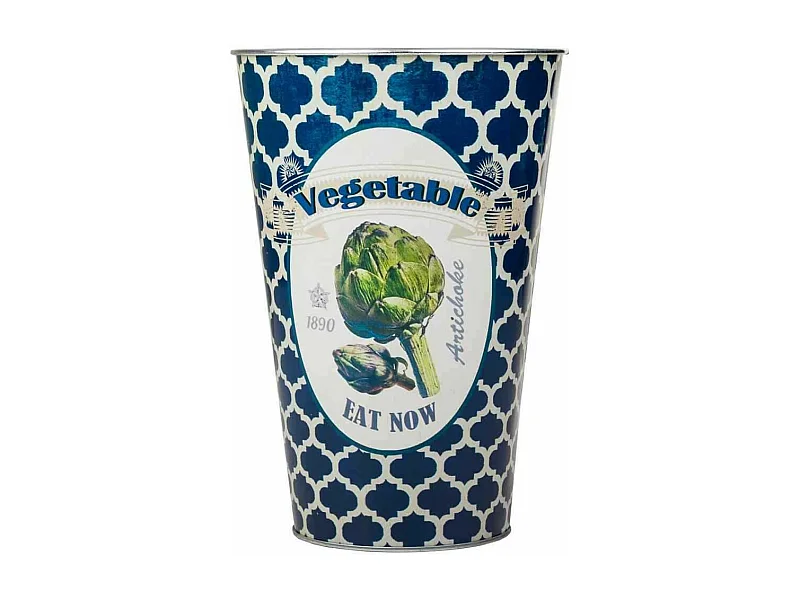 Secchiello decorativo in metallo blu d16x24h