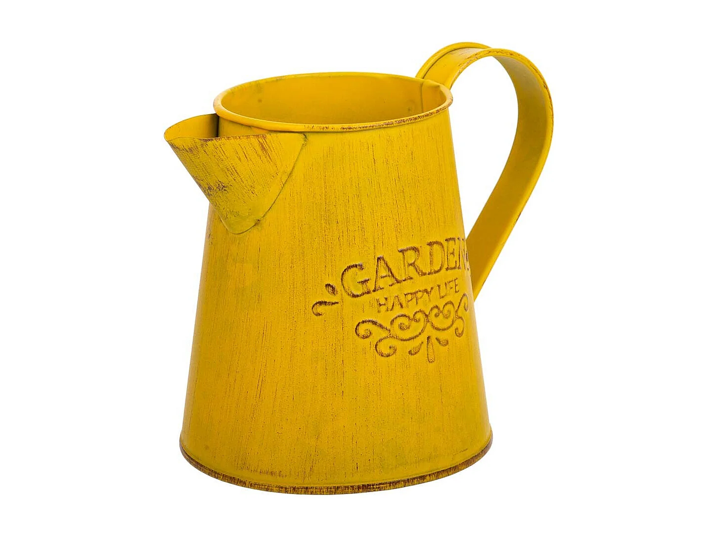 Cruche en métal jaune 14xd10x11.5/12.5h td:7.5