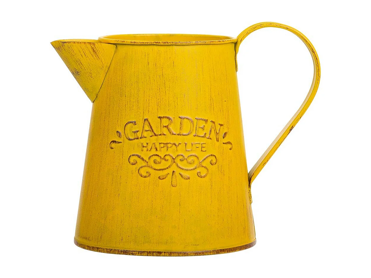 Cruche en métal jaune 14xd10x11.5/12.5h td:7.5